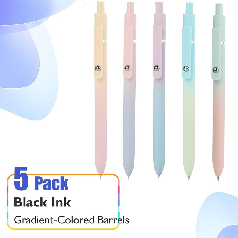 Vanhench 5Pcs Gel Pens, 0.5mm Black Ink Cute Pens for Journaling, Nurse Gifts Accessories for Work, Preppy Stuff & Aesthetic Trendy Stuff, Cool Teen Girl Gifts for 8 9 10 11 12 13 14 Year Old Girl - Image 2